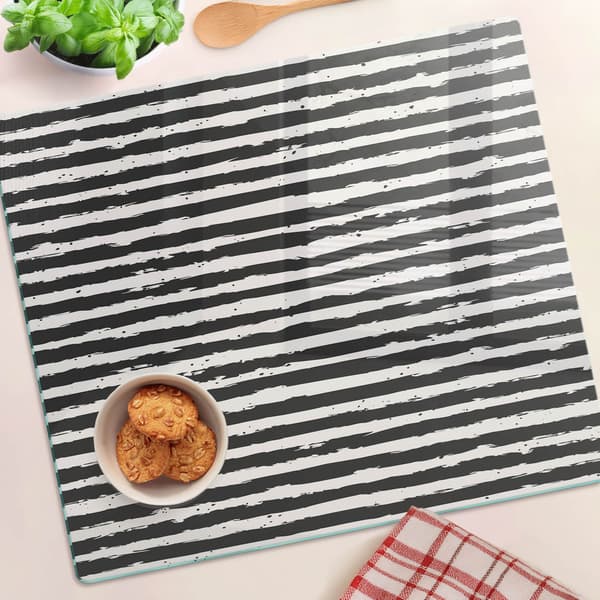 Dekorativ glastavle med grafik til servering af snacks, striber, 60x52 cm