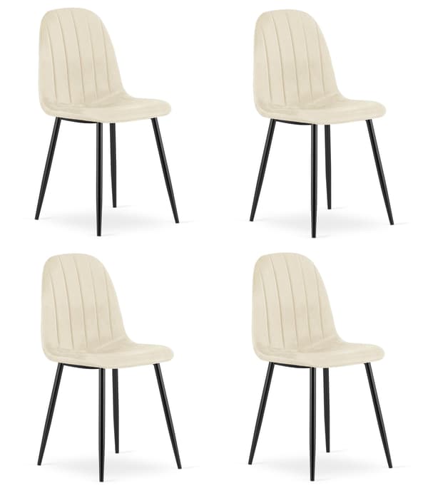 PADVA stol - lys beige fløjl / sorte ben x 4