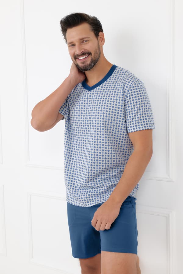 Herrpyjamas med kort ärm, korta byxor Nigier M