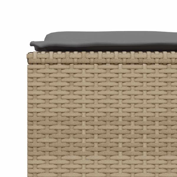 vidaXL Trädgårdspallar med kuddar, set om 4, beige, polyrotting