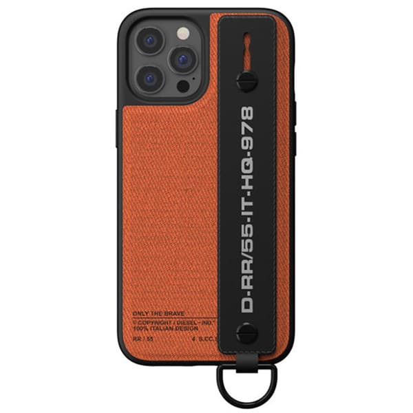 Diesel Handstrap Cover Utility Twill til iPhone 12/12 Pro Sort og Orange