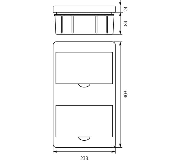 Indbygget el-fordelingstavle 2x8 RP-boks 16 moduler ABS PC IP40