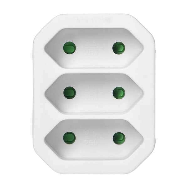 Elektrisk splitter 3x flade stikkontakter hvid
