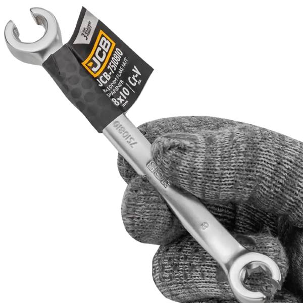 JCB SPLIT RINGNØGLE 8x10 mm 2-SIDET Cr-V 6-VINKEL