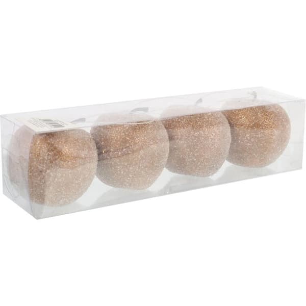 Guldfärgade äppelkulor i plast 7 cm - Set om 4