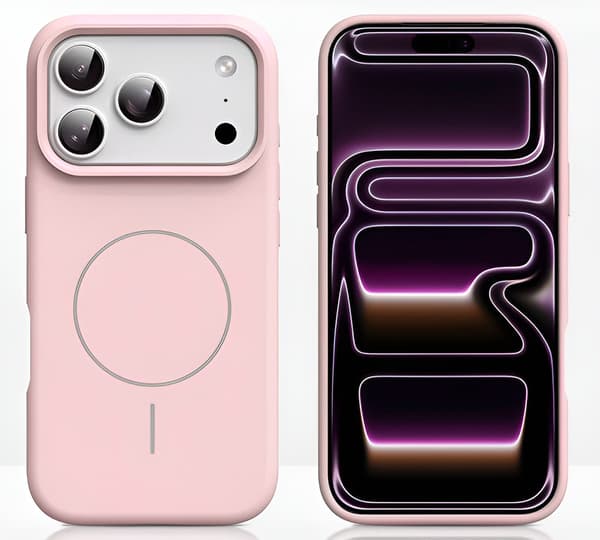 Silikonskal till iPhone 17 Pro - MagSafe-kompatibel, stötsäker, rosa