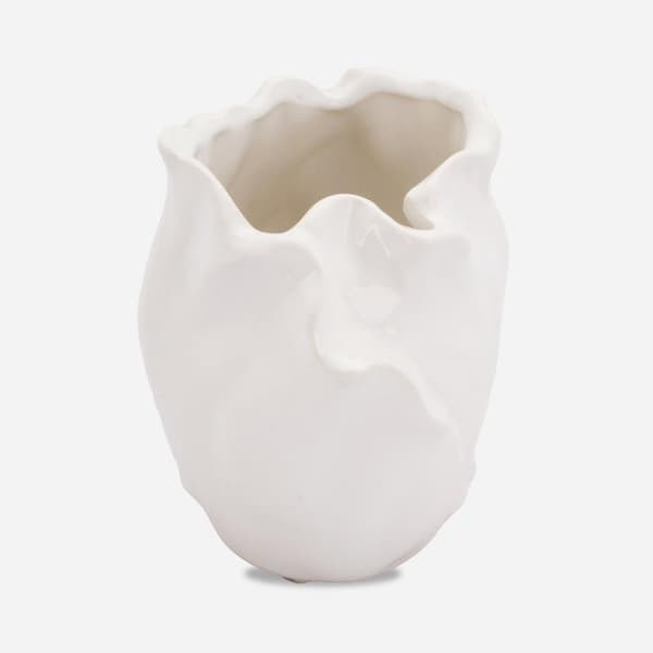 White Beauty keramikvas blombladsform vit
