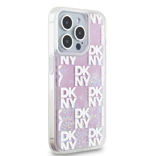 DKNY Liquid Glitter Multilogo-cover til iPhone 15 Pro, lyserød