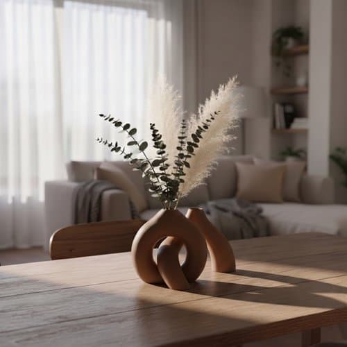Ringformad vas med flätning, brun, minimalistisk för blommor