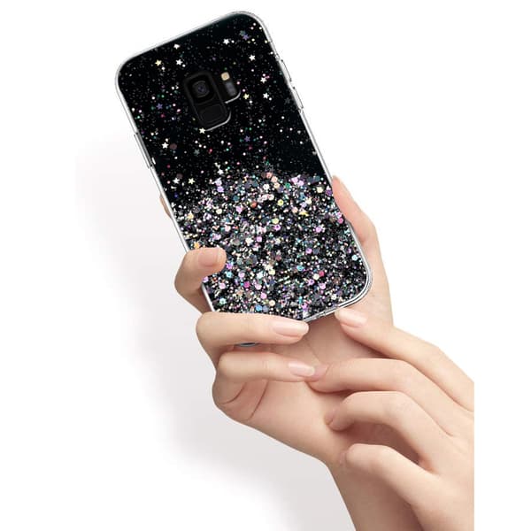 Samsung Galaxy S9 cover, glitrende, sort