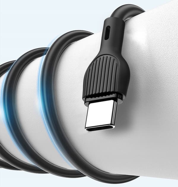 USB C-KABEL 2M | USB - USB TYP C-KABEL | SVART SNABBLADDNING | ÖVERFÖRING
