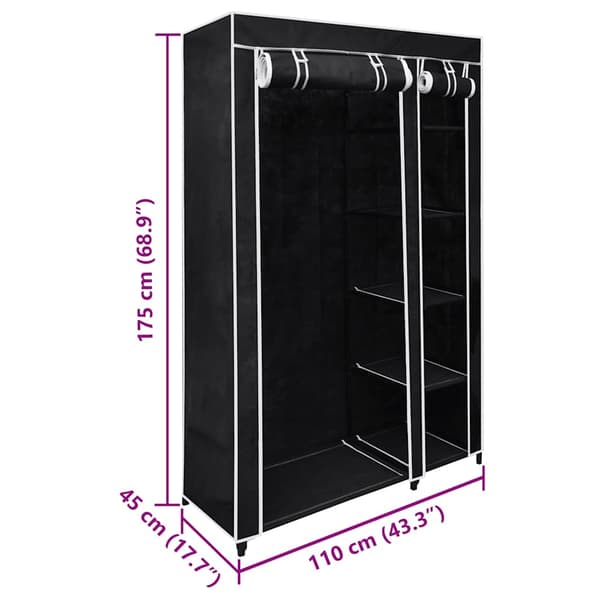 vidaXL foldbar garderobe 110x45x175 cm sort
