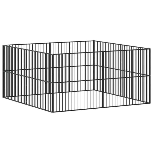 vidaXL hundebur 8 paneler sort galvaniseret stål