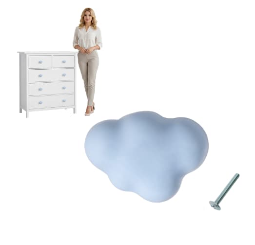 MØBELGREB møbelknop BØRNES SKY sky BLÅ porcelæn