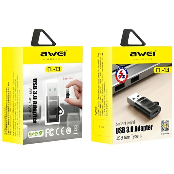 AWEI CL-13 USB-C/USB-A-adapter svart