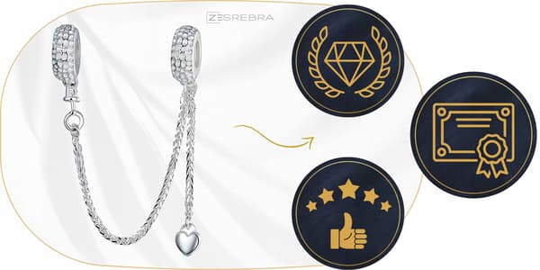 Berlockkedja säkerhet silver 925 silver zirkoner berlocker pr 925