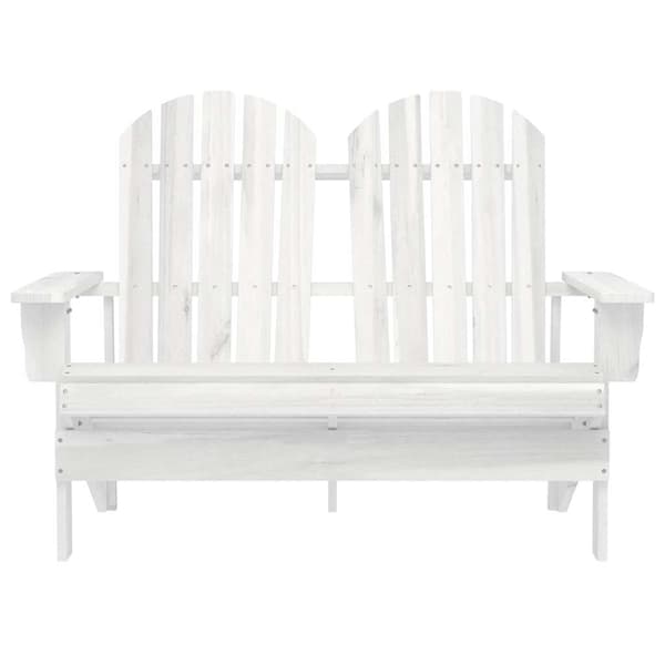 vidaXL 2-sits Adirondack trädgårdsstol, gran, vit