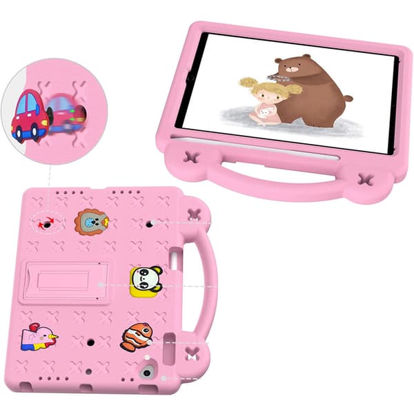 Fodral för iPad 9.7" 2018/2017 (6:e/5:e generationen) / Pro 9.7" 2016, Söta mönster, med stativ, Rosa