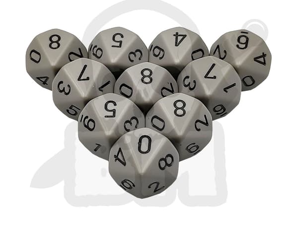 BMZ10GR Tärningar K10 grå 10 st.