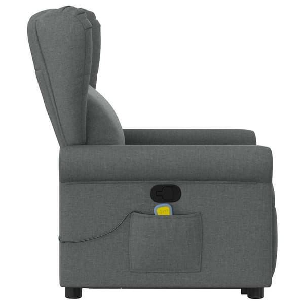 vidaXL Lyftbar massagefåtölj mörkgrå tyg