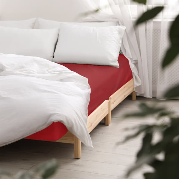 Bomullslakan 200x220 satin 100% BOMULL röd