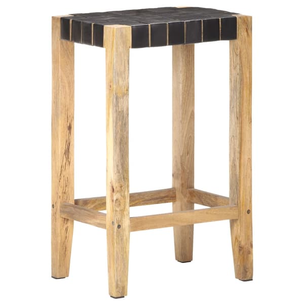 vidaXL Barstole, sæt med 2, sort, ægte læder, 75 cm