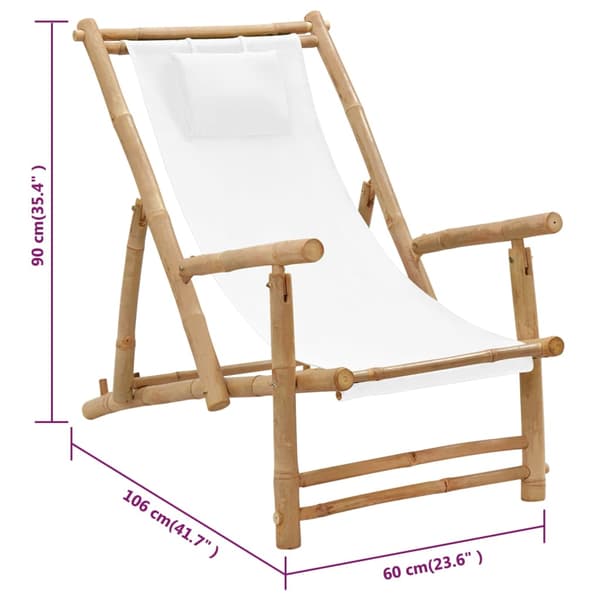 vidaXL Solstol i bambu och krämfärgad canvas