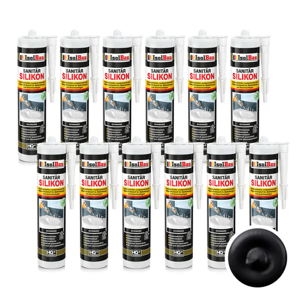 IsolBau Sanitær Silikone Sort Sanitær Silikone 12 x 300ml