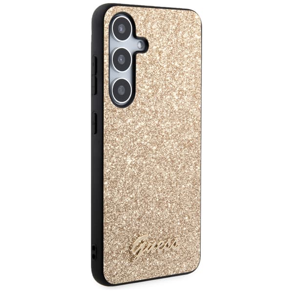 Guess Glitter Script-skal till Galaxy S24, guld