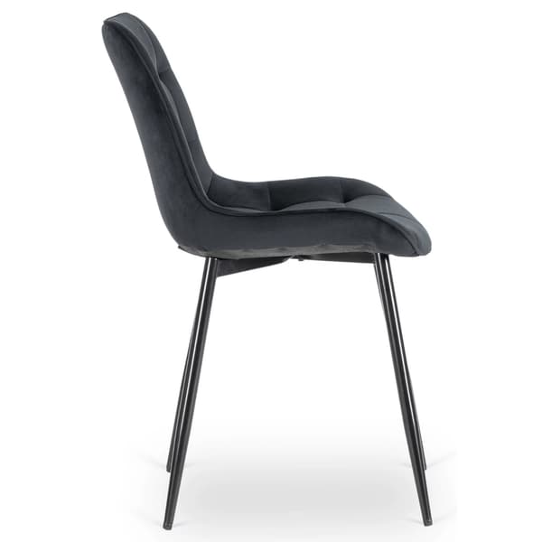 CHRIS Polstret Spisestol Sort Velour Moderne Loft