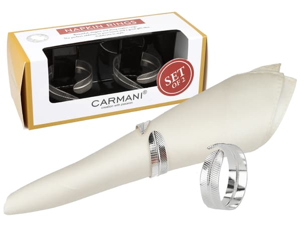 Carmani, Set med 2 Servettringar - Vigselringar, Silver
