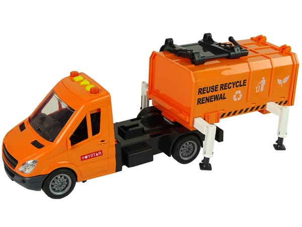 Skraldebil Friktionsdrev Lydeffekter Orange