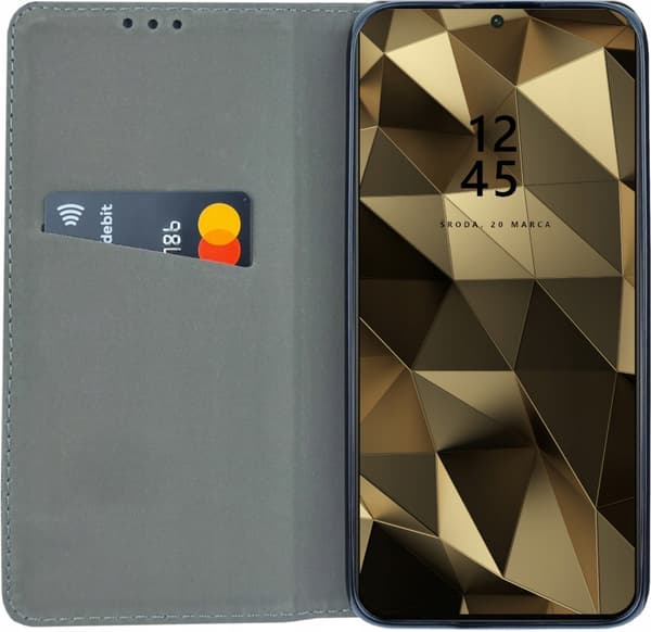 ETUI til REDMI NOTE 12 PRO PLUS SMART MAGNET BOOKETUI MARINEBLÅ + 9H GLAS