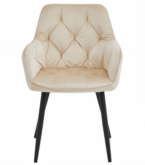 JORK stol - beige sammet / svarta ben x 2