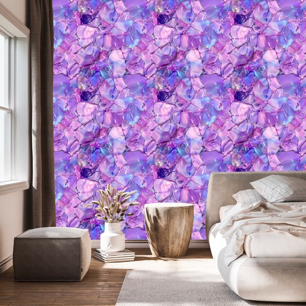 Tapet Blæk lavendel, lilla, blå og azurblå 50x1000 cm