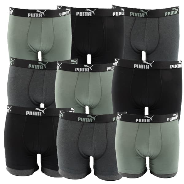 Puma Miesten Basic Boxer 9-Pakkaus Vihreä/Musta [100003547 3729 050] rM