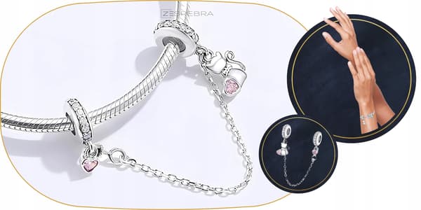 Charms Chain Safety S925 perle 925 sølv killinghjerte