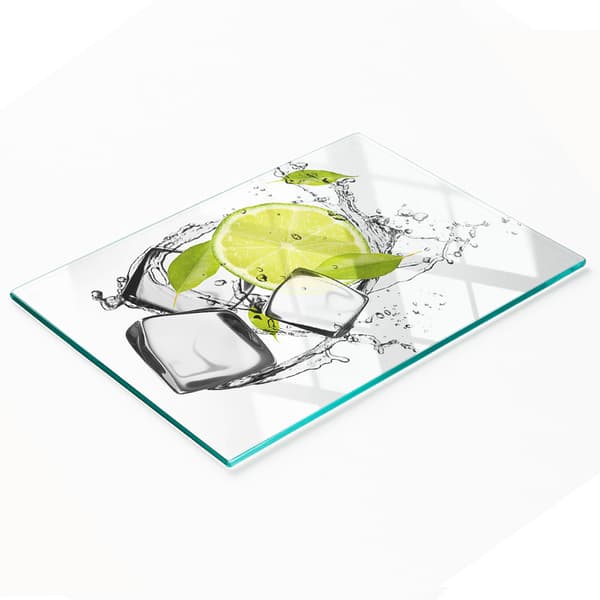 Dekorativ skär- och serveringsbräda i glas, limeglass, 80x52 cm