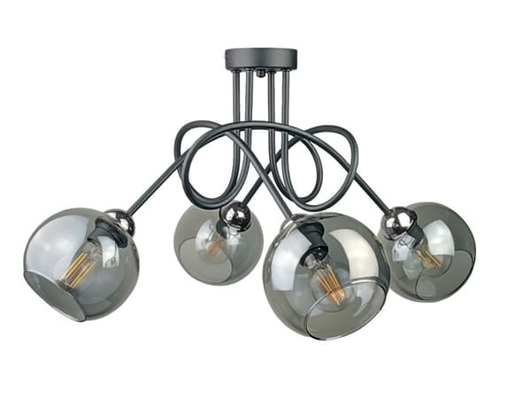 Loftlampe 4xE27 RING SORT/SØLV