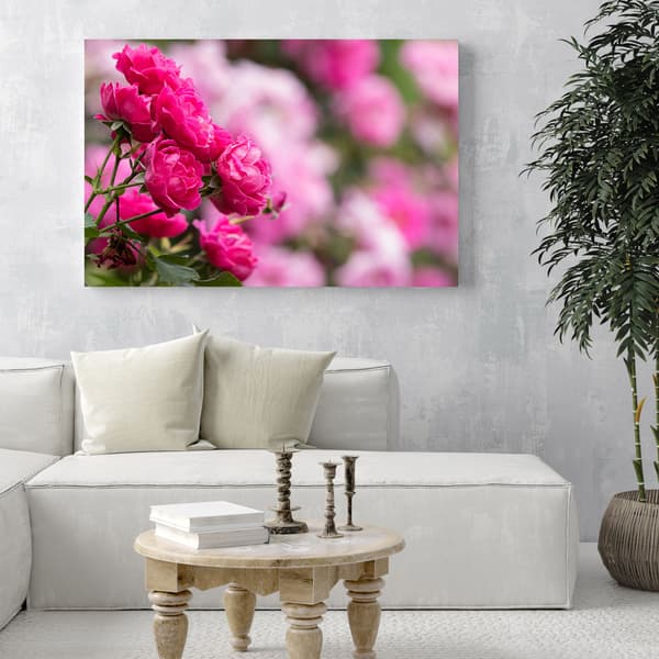 Lærredstryk Botaniske lyserøde roser 80x50 cm