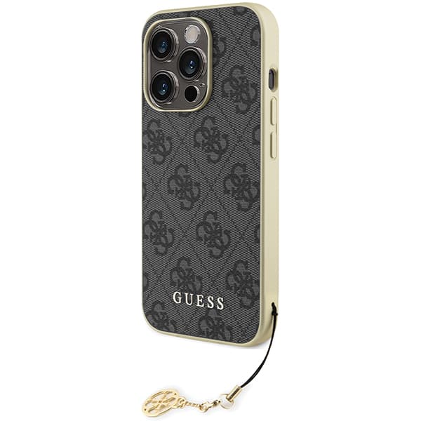 Guess 4G Charms Collection-etui til iPhone 15 Pro, grå