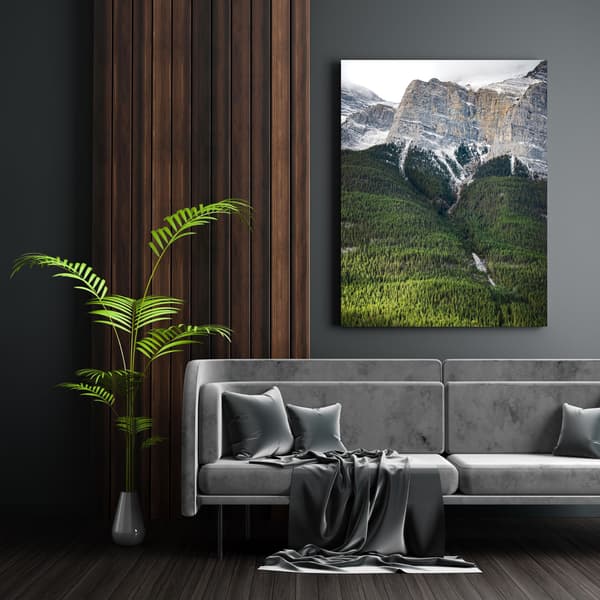 Lærredstryk Natur Bjergside Træer 40x80