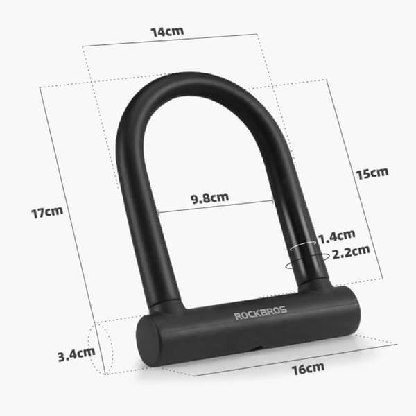 U-Lock Cykellås, Förstärkt Nyckellås - Svart