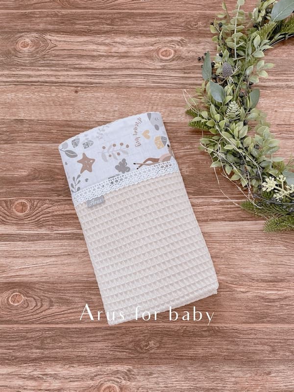 Tæppe / vaffeltæppe 75x100 Boho Forest beige