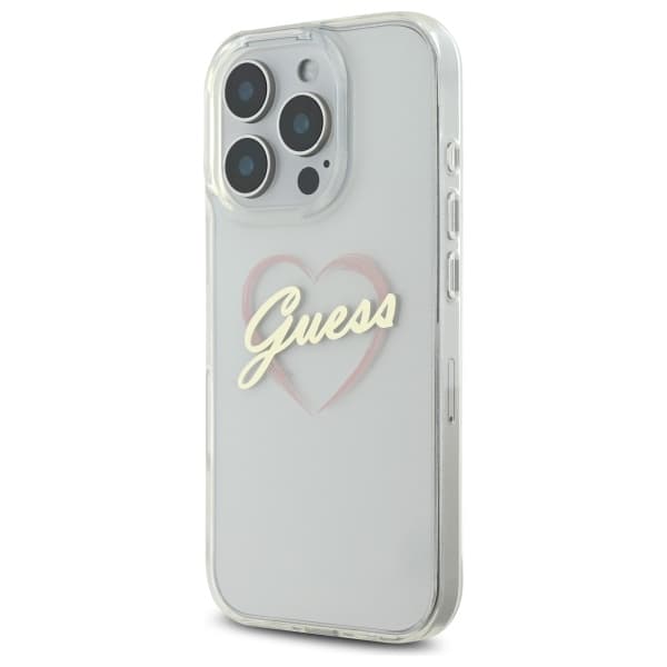 Guess IML Hjerte-etui til iPhone 16 Pro, Klar/Transparent