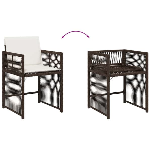 vidaXL havestole med hynder, sæt med 4, brun, polyrattan