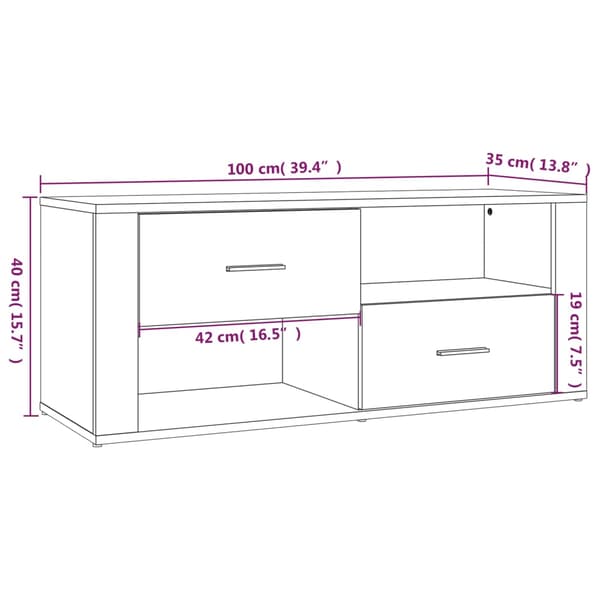 vidaXL TV-bord brunt egetræ 100x35x40 cm