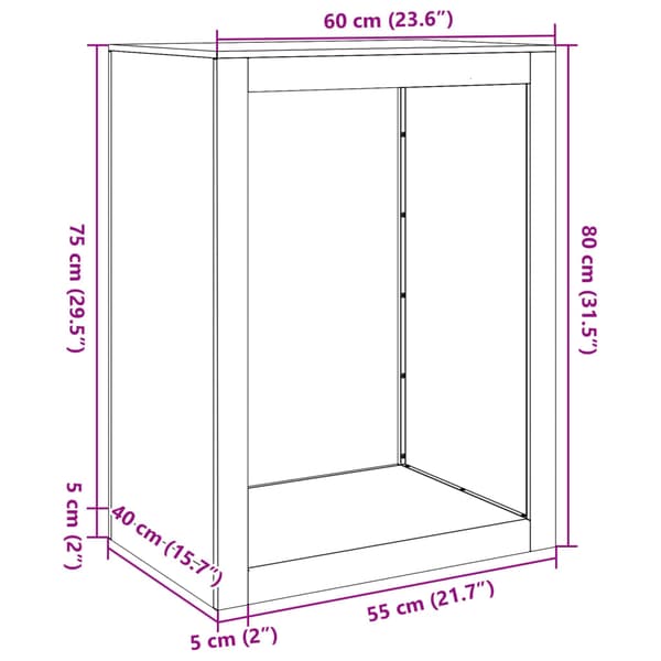 vidaXL brænderist 60x40x80 cm rustfrit stål