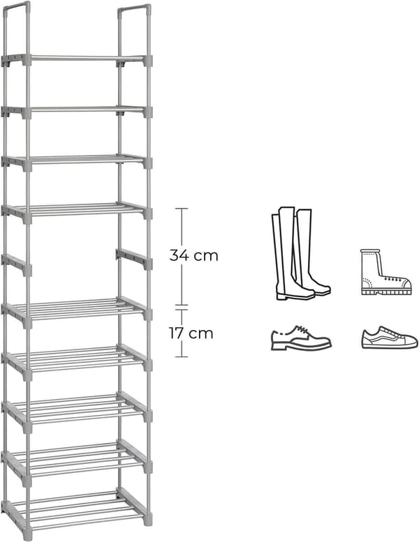 Modulært skoskab, gråt, 174 cm