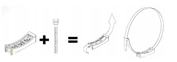 Rund ventilationsrörshållare 2 st + buntband universal vit